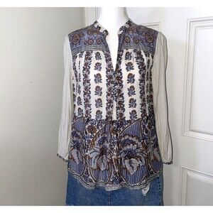 Lucky Brand Peasant Boho Whimsical Boxy Fairy Women's Floral Top Size M